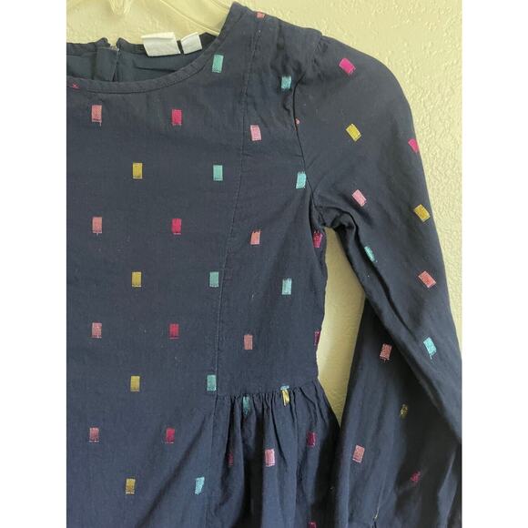 GAP KIDS Cotton Fit 'n Flare Dress Navy Blue Metallic Confetti Polka Dot Medium - Picture 5 of 9